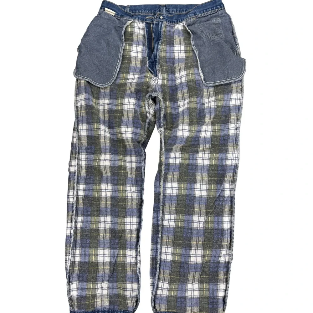 Dickies Mens Flannel Lined Carpenter Jeans Blue Denim Work Pants 32x27.5 Y2K
